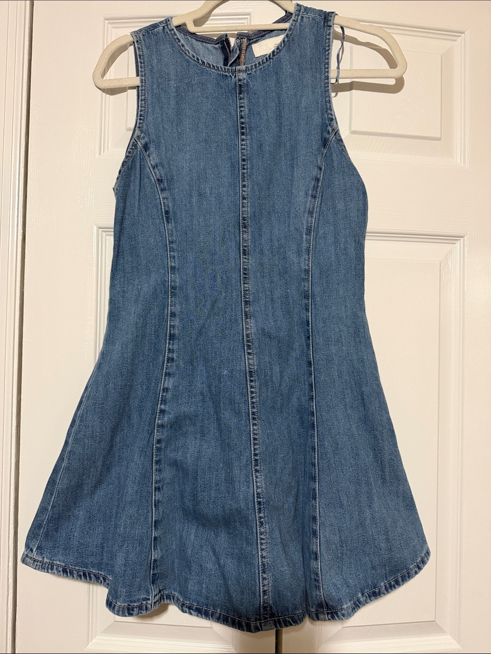Zara Sleeveless Denim A-Line Mini Dress - Blue - Small